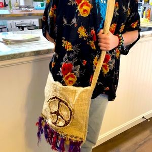 Boho hemp cross body purse